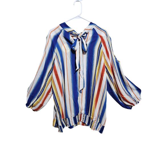 NEW Ashley Stewart Blouse Womens Top Cold Shoulder Striped Plus Size 22/24 (832 - Picture 2 of 5